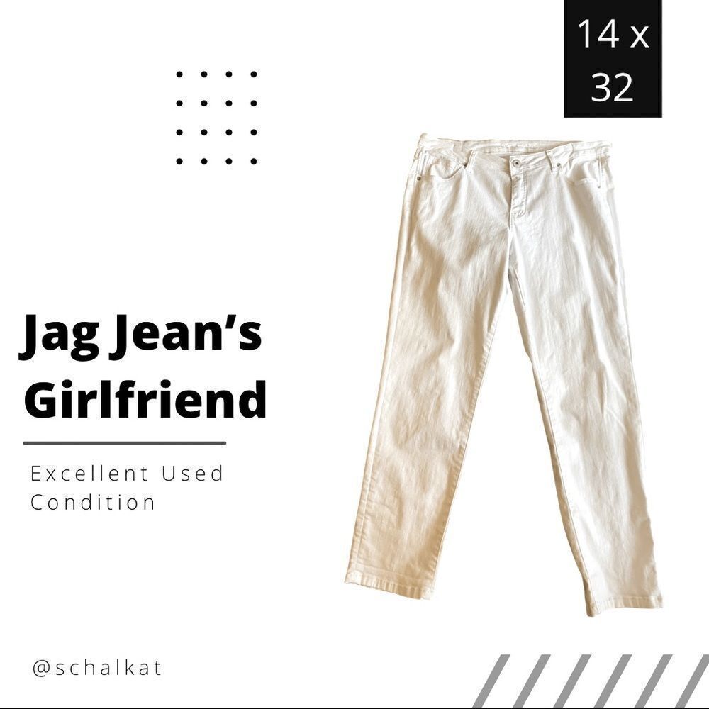 💼Jag Jeans Girlfriend Straight Leg, 5 Pocket Styling, White 14x32